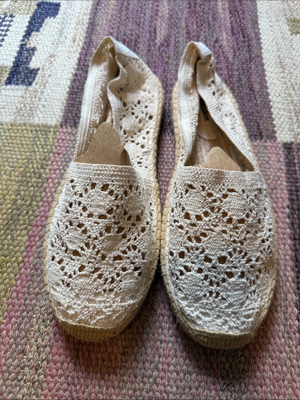 Soludos Crochet Espadrille Slip-Ons in Cream